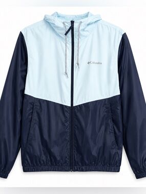 Columbia Vintage Blue Windbreaker Jacket | Hooded Lightweight Shell